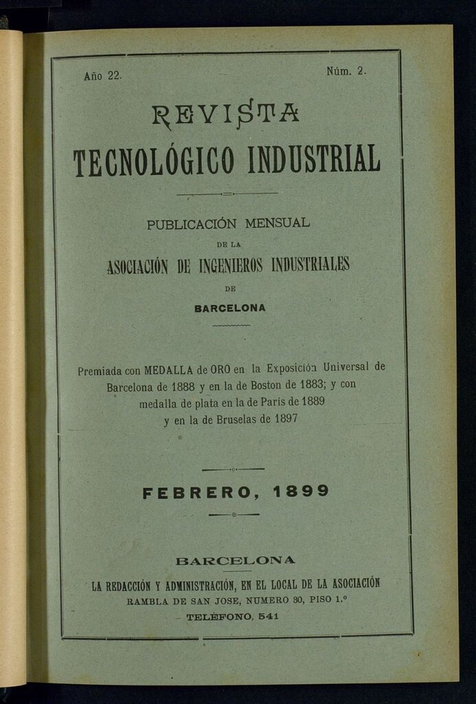 Miniatura de Revista Tecnológico Industrial de febrero de 1899