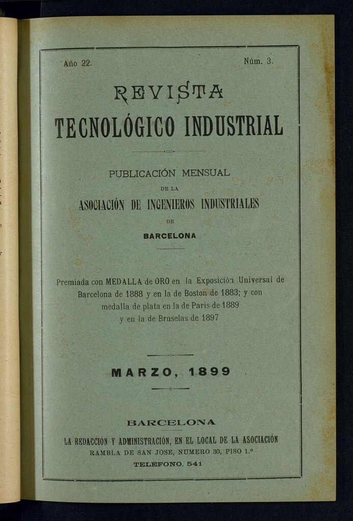 Miniatura de Revista Tecnológico Industrial de marzo de 1899