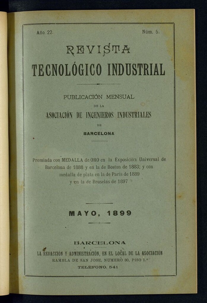 Miniatura de Revista Tecnológico Industrial de mayo de 1899