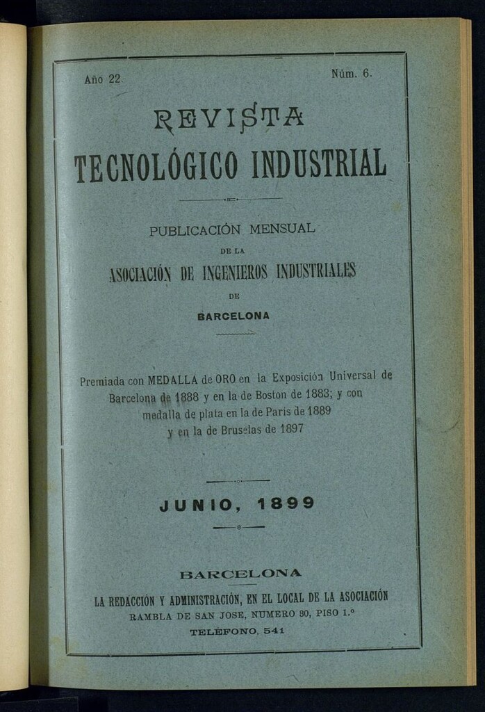 Miniatura de Revista Tecnológico Industrial de junio de 1899
