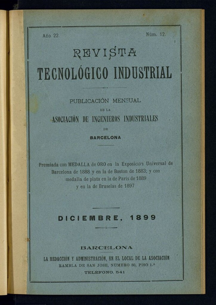 Miniatura de Revista Tecnológico Industrial de diciembre de 1899