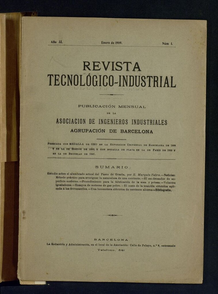Miniatura de Revista Tecnológico Industrial de enero de 1909
