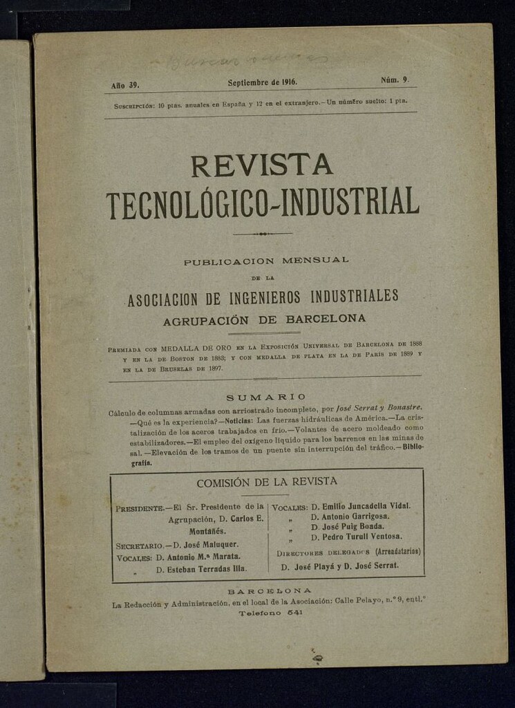 Miniatura de Revista Tecnológico Industrial de septiembre del 1916
