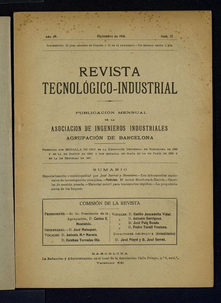 Miniatura de Revista Tecnológico Industrial de diciembre del 1916