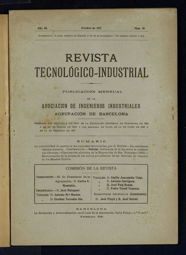 Miniatura de Revista Tecnológico Industrial de octubre del 1917