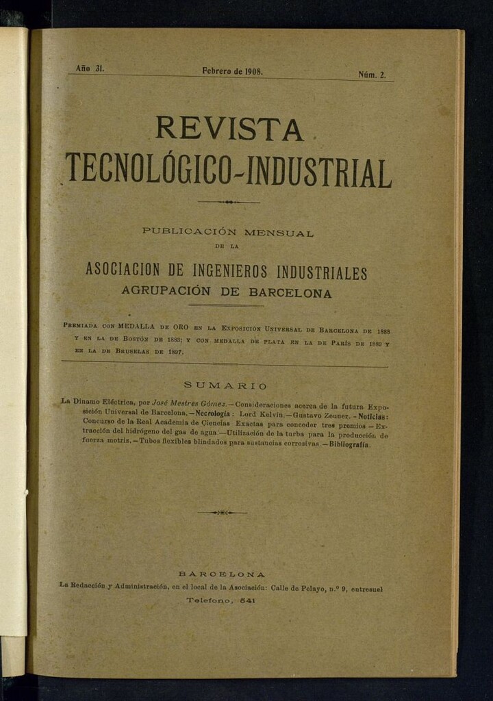 Miniatura de Revista Tecnológico Industrial  de febrero de 1908