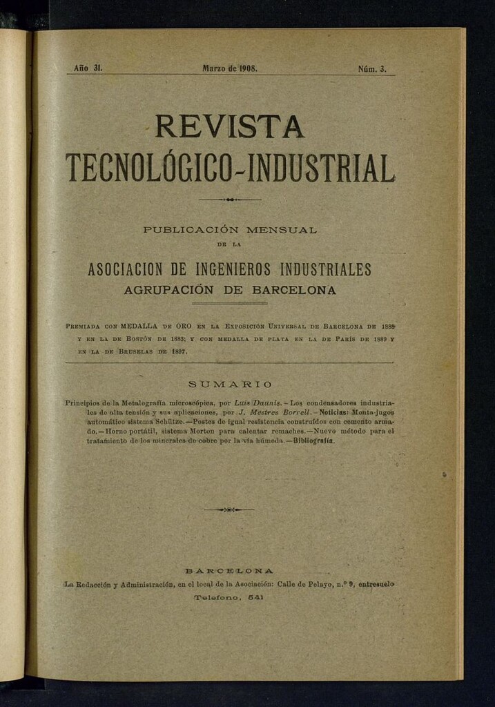 Miniatura de Revista Tecnológico Industrial  de marzo de 1908