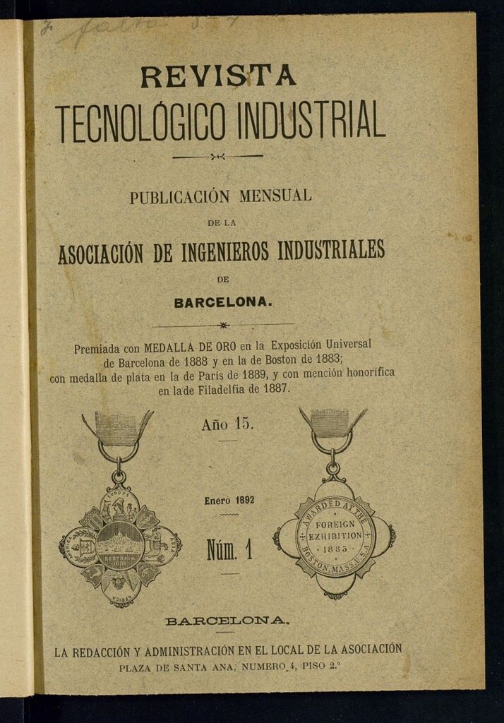 Miniatura de Revista Tecnológico Industrial de enero de 1892