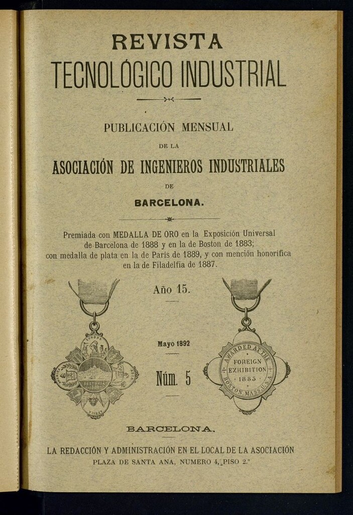Miniatura de Revista Tecnológico Industrial de mayo de 1892