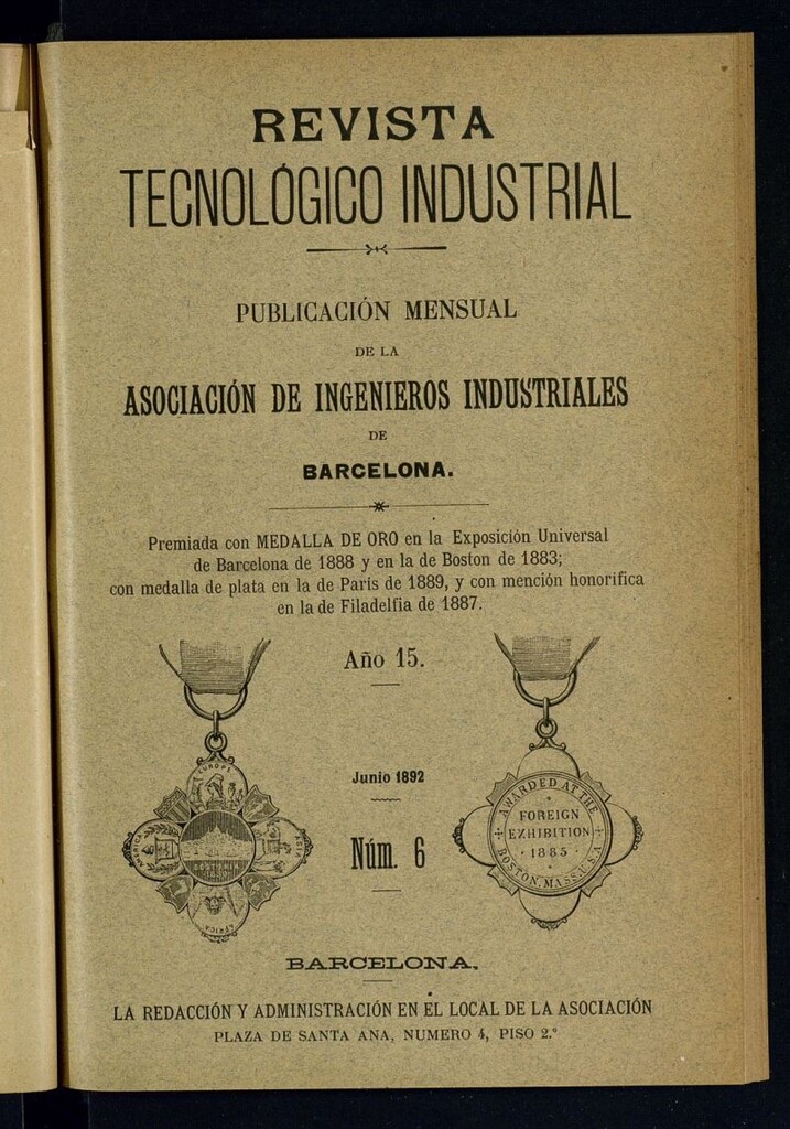 Miniatura de Revista Tecnológico Industrial de junio de 1892