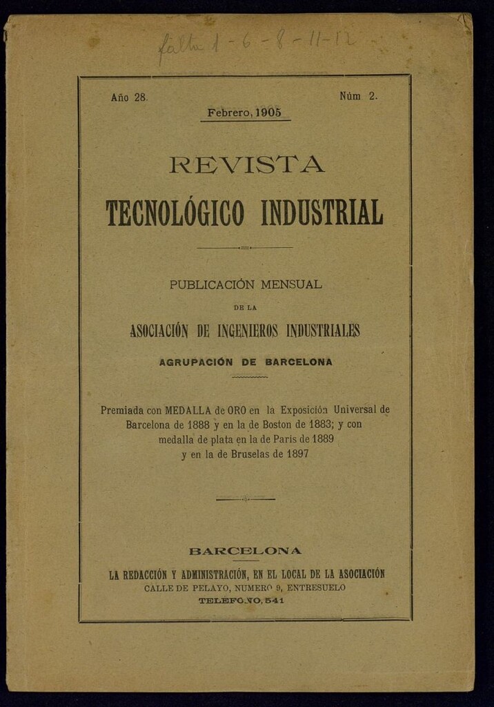 Miniatura de Revista Tecnológico Industrial de febrero de 1905
