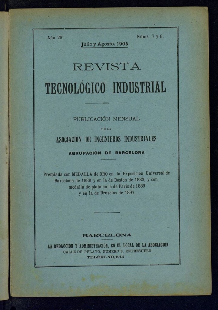Miniatura de Revista Tecnológico Industrial de julio y agosto de 1905