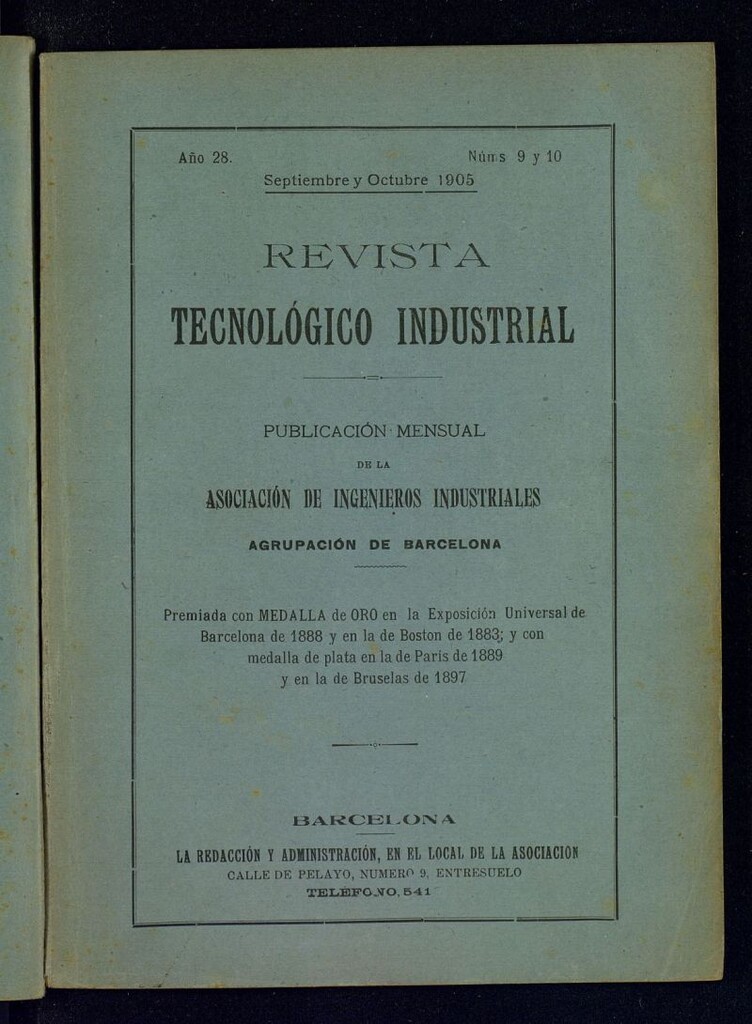 Miniatura de Revista Tecnológico Industrial de septiembre y octubre de 1905