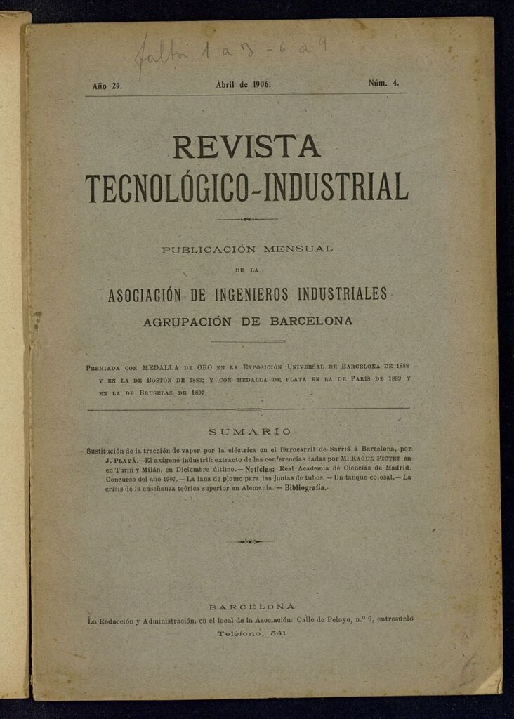 Miniatura de Revista Tecnológico Industrial de abril de 1906