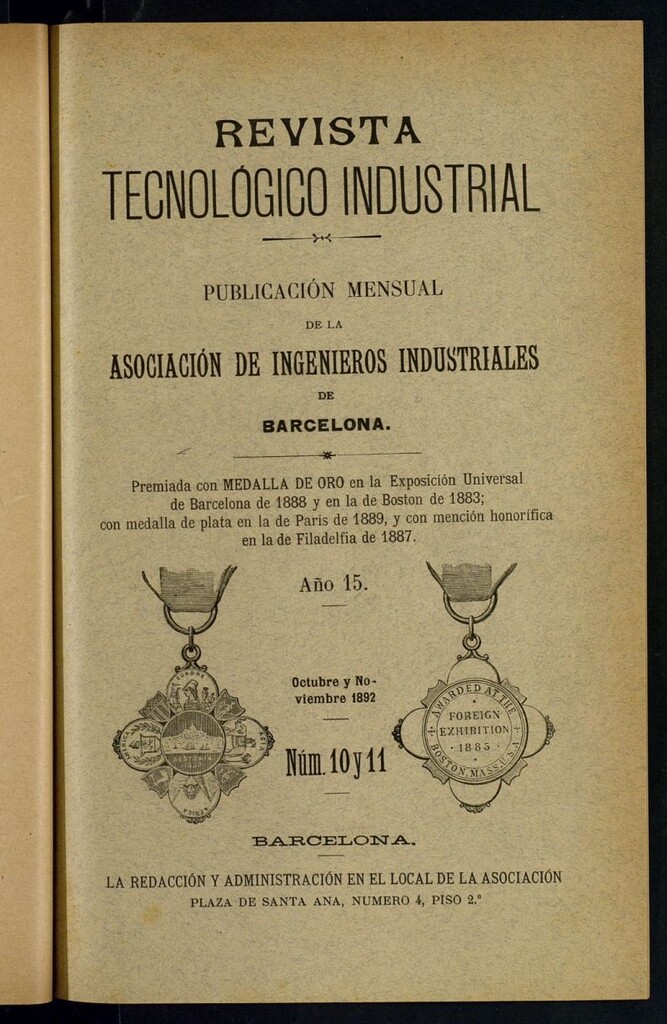 Miniatura de Revista Tecnológico Industrial de octubre y noviembre de 1892