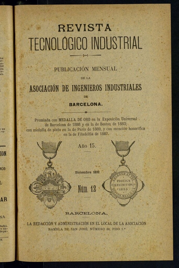 Miniatura de Revista Tecnológico Industrial de diciembre de 1892