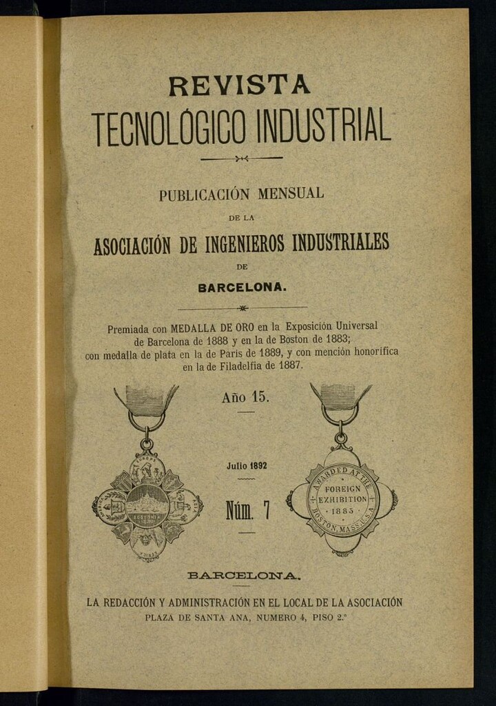 Miniatura de Revista Tecnológico Industrial de julio de 1892