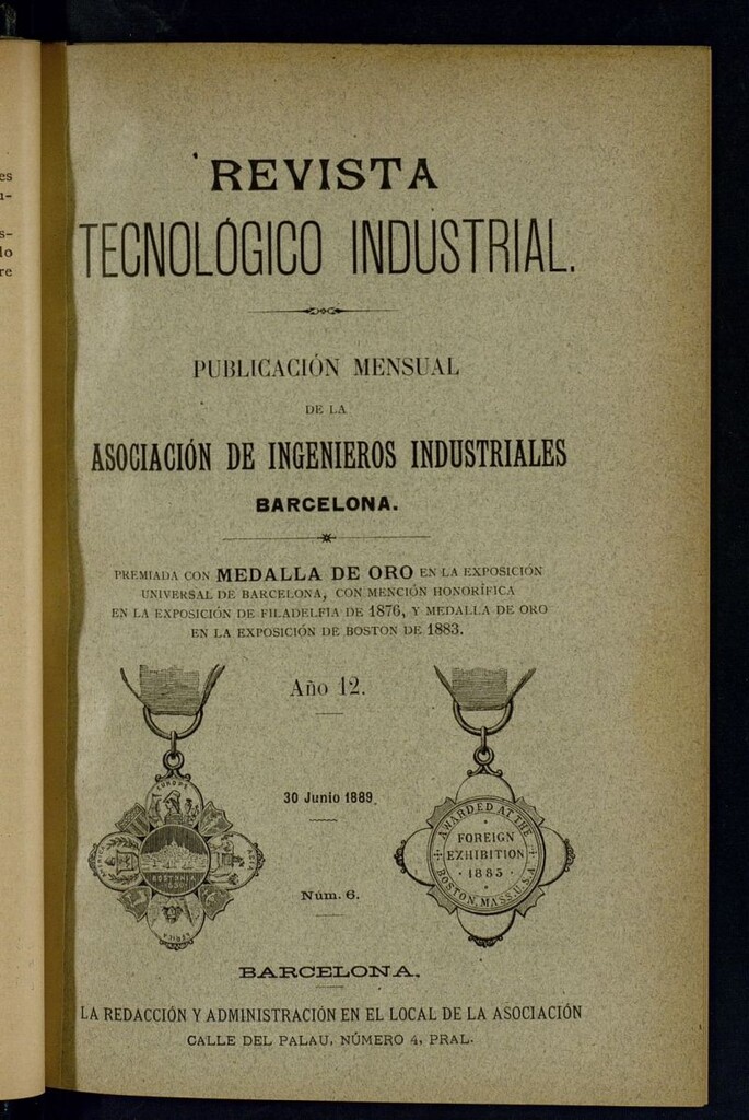 Miniatura de Revista Tecnológico Industrial de junio de 1889