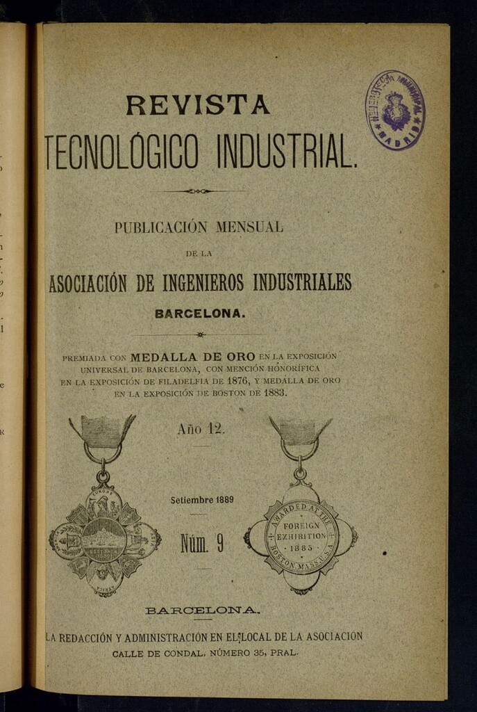 Miniatura de Revista Tecnológico Industrial de septiembre de 1889