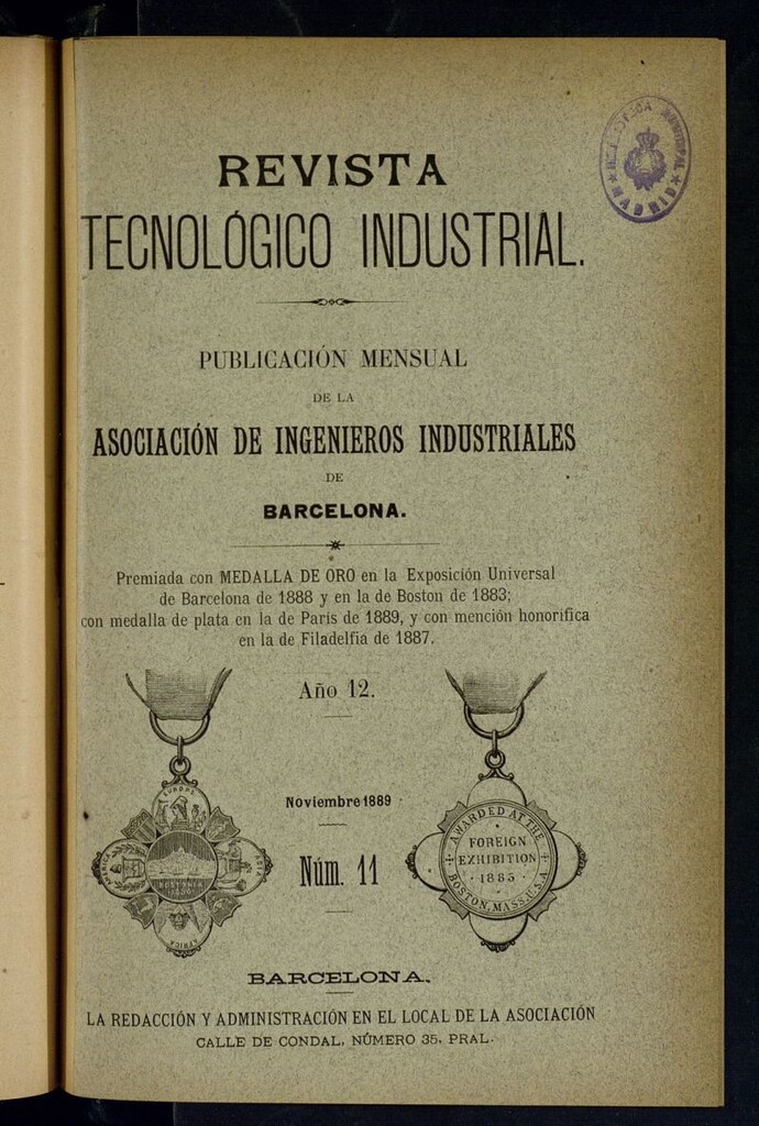 Miniatura de Revista Tecnológico Industrial de noviembre de 1889