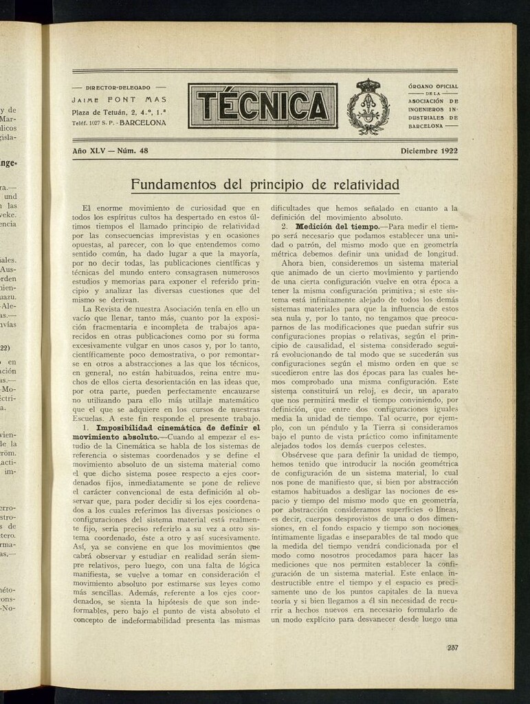 Miniatura de Revista Tecnológico Industrial de diciembre de 1922