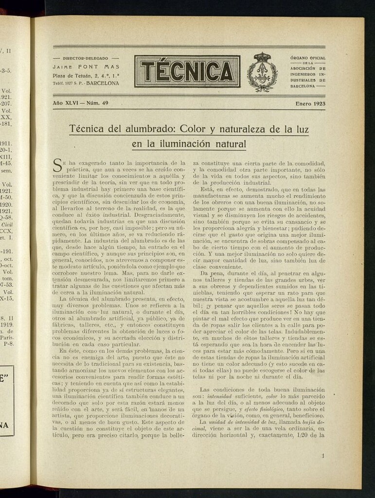 Miniatura de Revista Tecnológico Industrial de enero de 1923