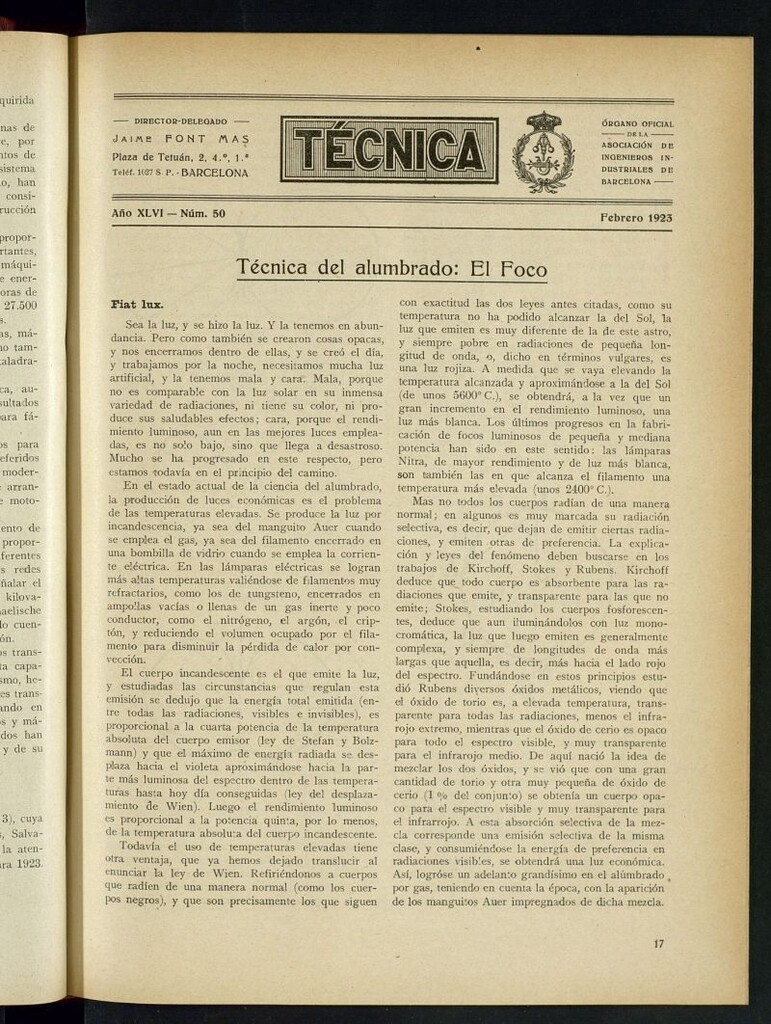 Miniatura de Revista Tecnológico Industrial de febrero de 1923