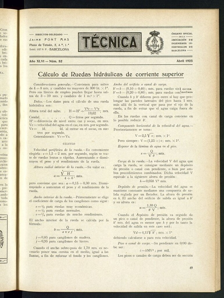 Miniatura de Revista Tecnológico Industrial de abril de 1923