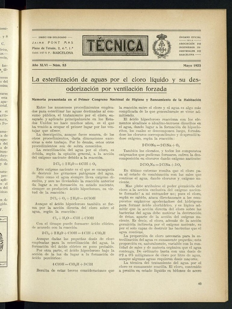 Miniatura de Revista Tecnológico Industrial de mayo de 1923