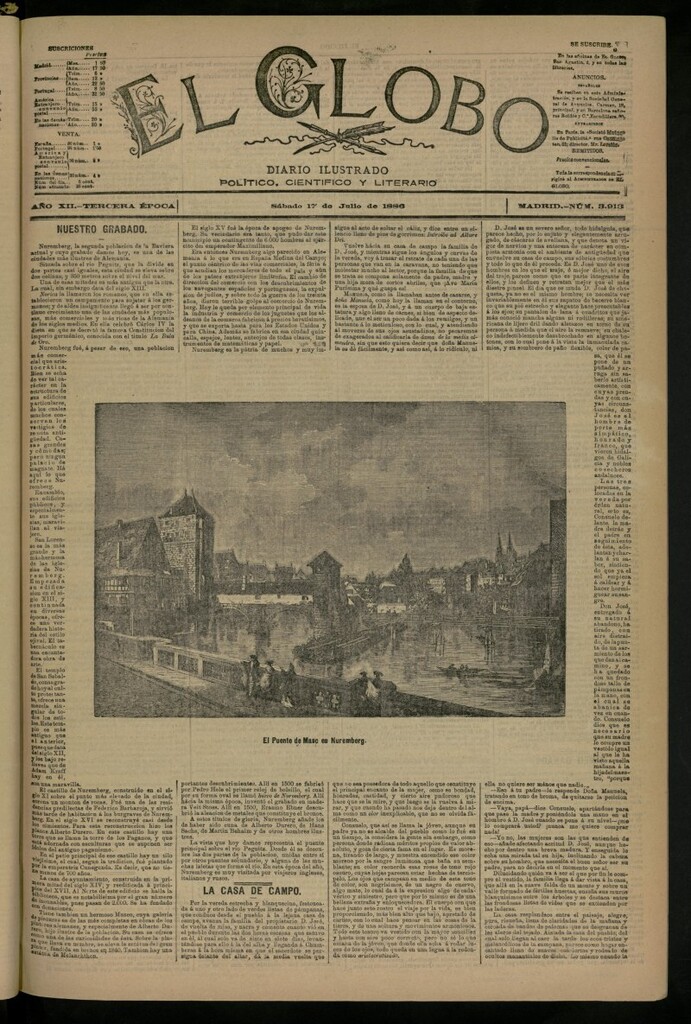 Miniatura de El Globo : diario ilustrado del 17 de julio de 1886, nº 3913