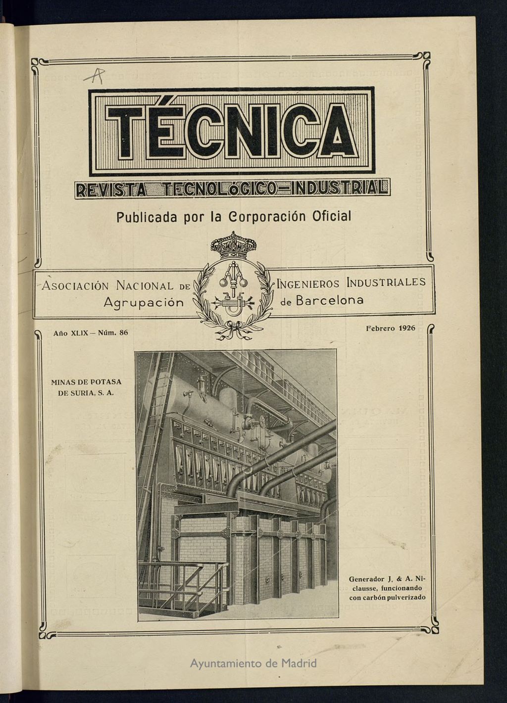Miniatura de Revista Tecnológico Industrial de febrero de 1926