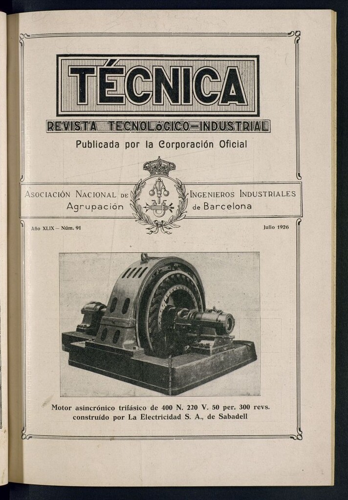 Miniatura de Revista Tecnológico Industrial de julio de 1926