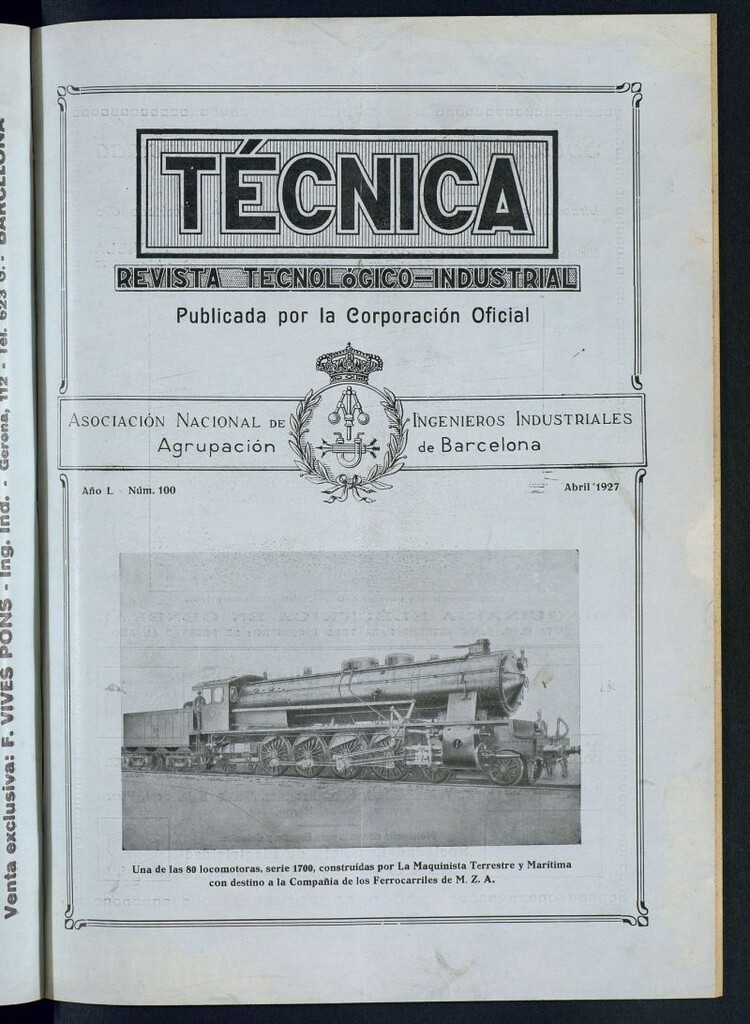 Miniatura de Revista Tecnológico Industrial de abril de 1927