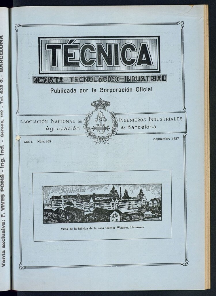 Miniatura de Revista Tecnológico Industrial de septiembre de 1927