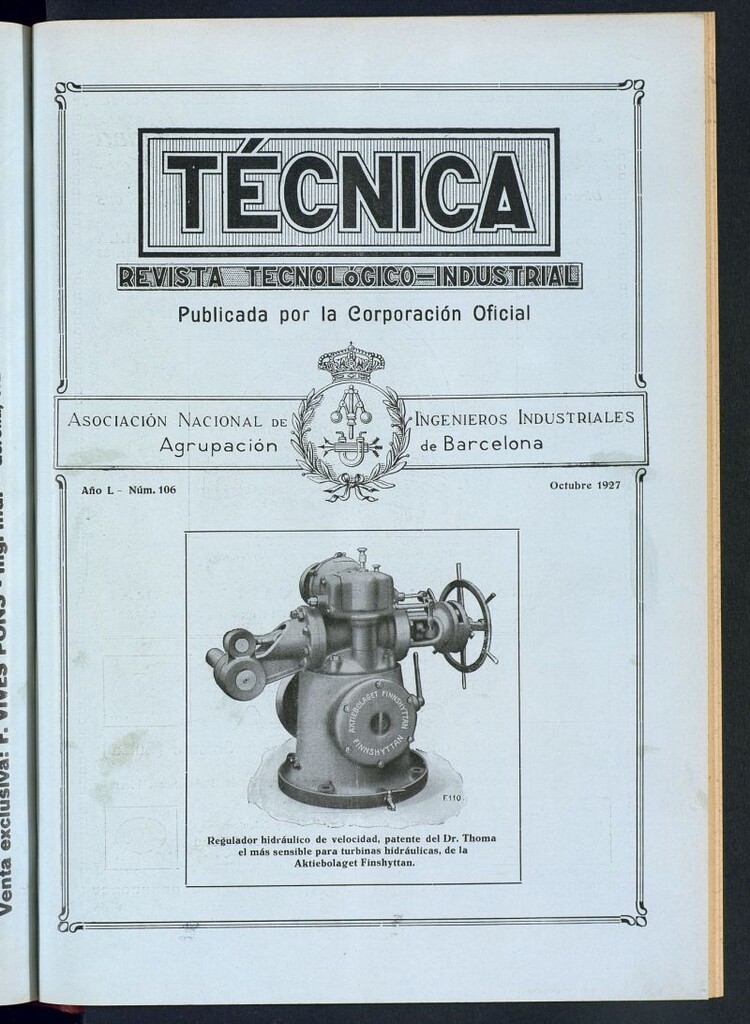 Miniatura de Revista Tecnológico Industrial de octubre de 1927