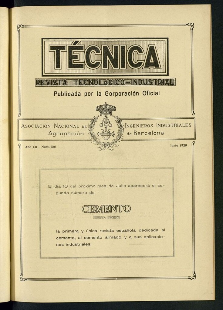 Miniatura de Revista Tecnológico Industrial de junio de 1929