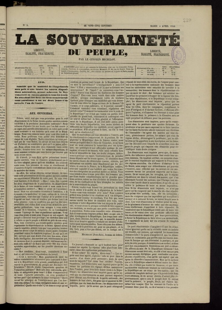 Miniatura de La Souveraineté du Peuple del 4 de abril de 1848, nº 2
