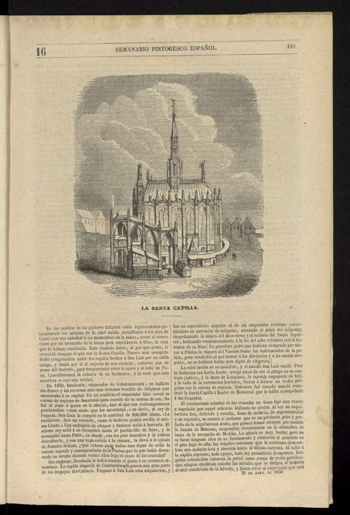 Miniatura de Semanario Pintoresco Español del 21 de abril de 1850, nº 16
