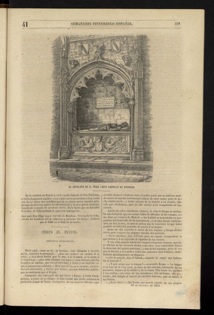 Miniatura de Semanario Pintoresco Español del 13 de octubre de 1850, nº 41