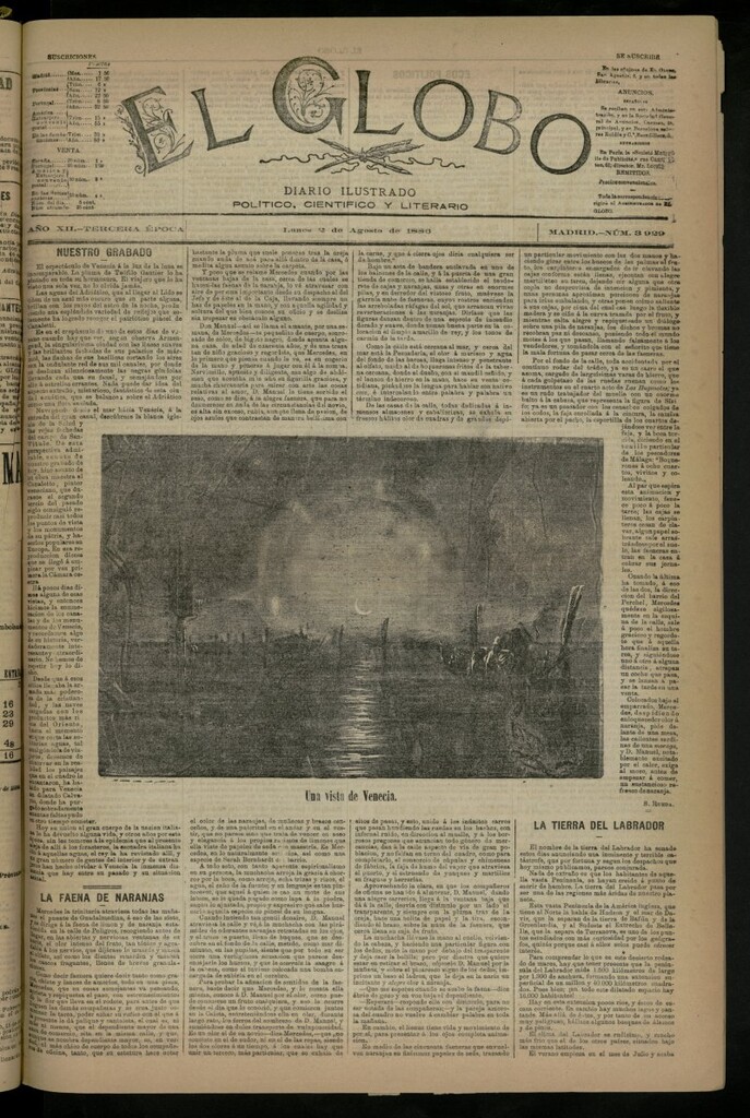 Miniatura de El Globo : diario ilustrado del 2 de agosto de 1886, nº 3929