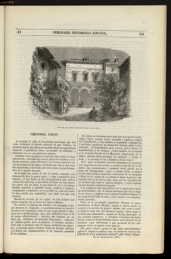 Miniatura de Semanario Pintoresco Español del 12 de octubre de 1856, nº 41