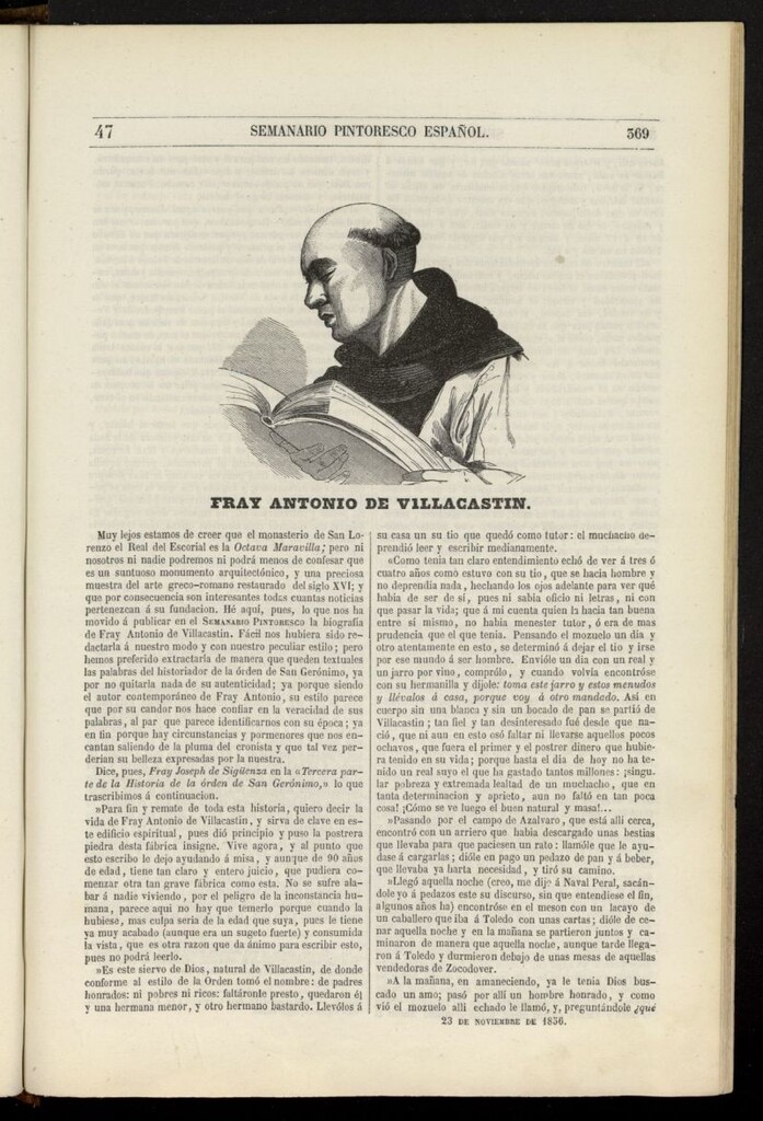 Miniatura de Semanario Pintoresco Español del 23 de noviembre de 1856, nº 47