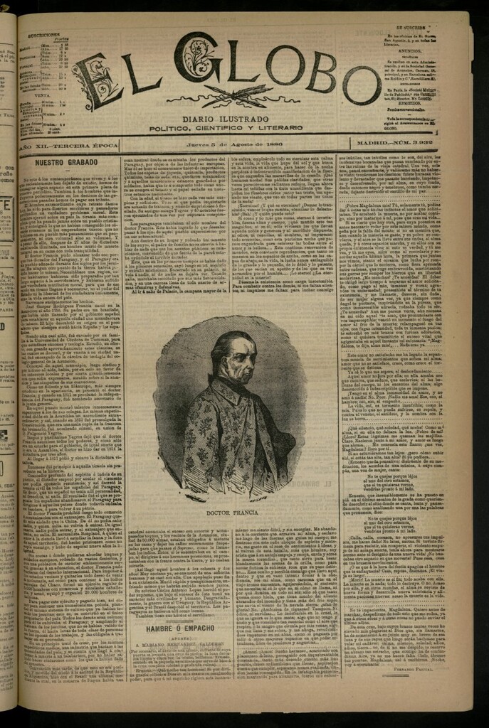 Miniatura de El Globo : diario ilustrado del 5 de agosto de 1886, nº 3932