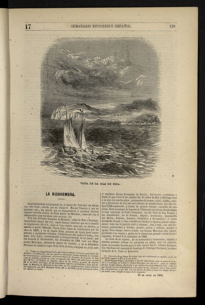 Miniatura de Semanario Pintoresco Español del 23 de abril de 1854, nº 17