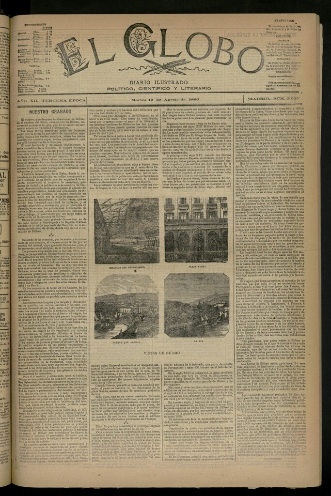 Miniatura de El Globo : diario ilustrado del 10 de agosto de 1886, nº 3937