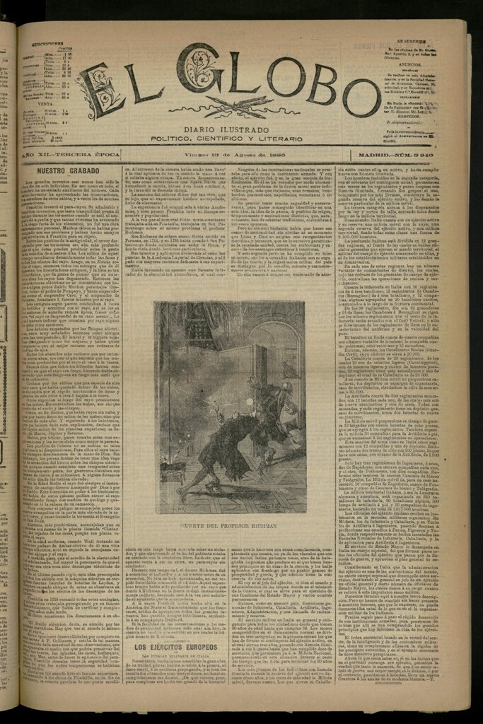 Miniatura de El Globo : diario ilustrado del 13 de agosto de 1886, nº 3940