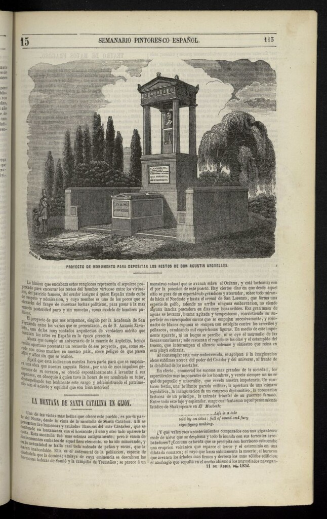 Miniatura de Semanario Pintoresco Español del 11 de abril de 1852, nº 15