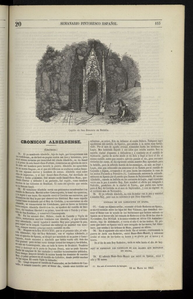 Miniatura de Semanario Pintoresco Español del 16 de mayo de 1852, nº 20