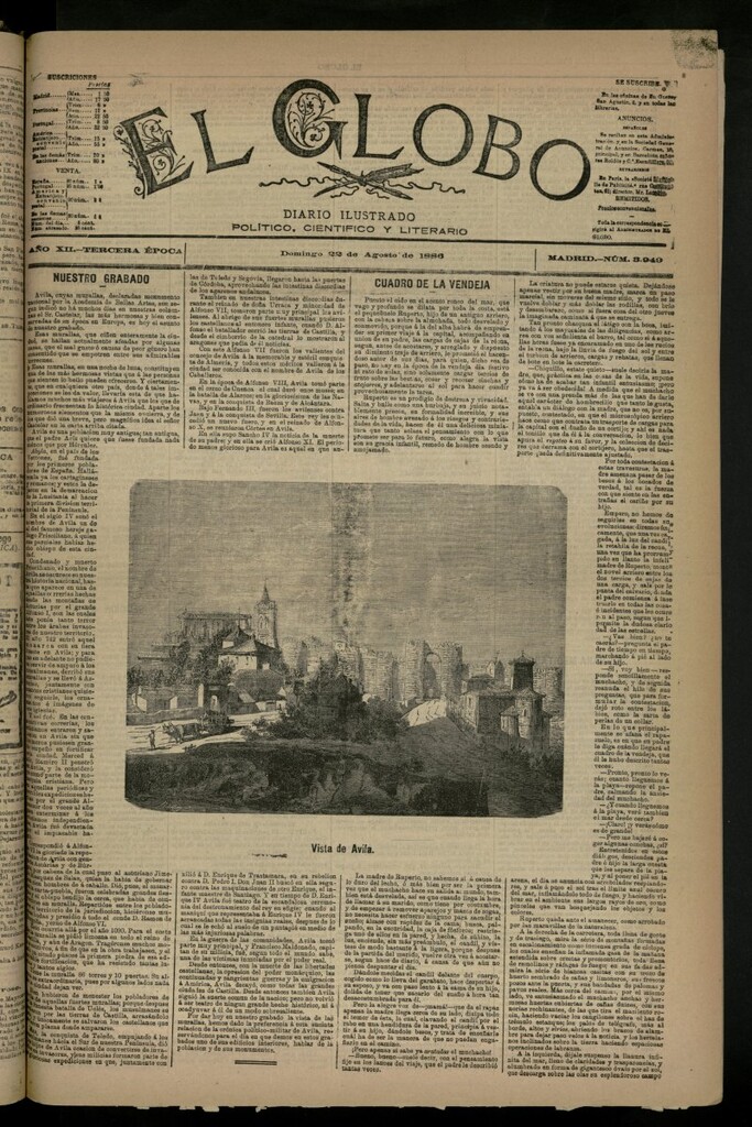 Miniatura de El Globo : diario ilustrado del 22 de agosto de 1886, nº 3949