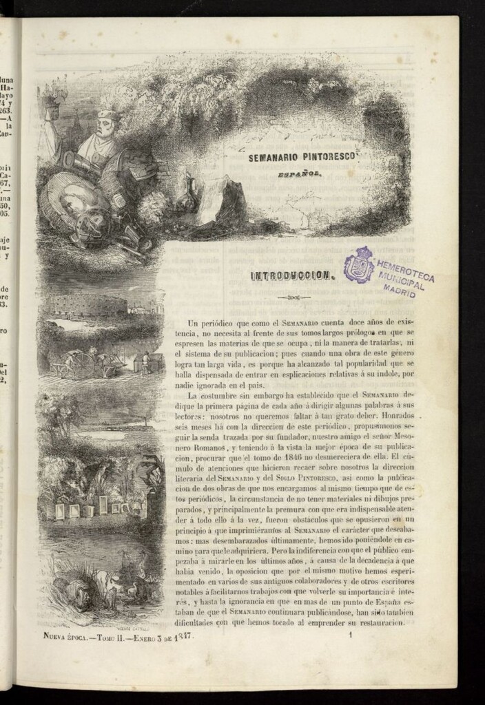 Miniatura de Semanario Pintoresco Español del 3 de enero de 1847, nº 1